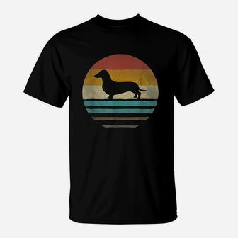 Doxie Dachshund Dog Retro Vintage 70s Silhouette Gift T-Shirt - Seseable