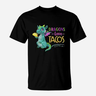 Dragons Love Tacos Cool Fish Tacos Dish Funny T-Shirt - Seseable