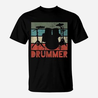 Drummer Drum Set Vintage Retro Gift T-Shirt - Seseable