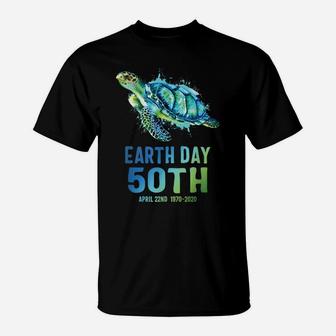 Earth Day 2020 Splash Art Earth Day 50th Anniversary Turtle T-Shirt - Seseable