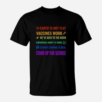Earth Is Not Flat Vaccines Work T-Shirt - Seseable