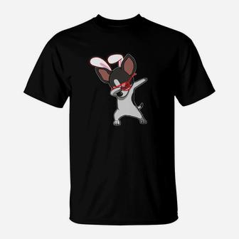 Easter Bunny Dabbing Chihuahua Dog Rabbit Ears Gift T-Shirt - Seseable