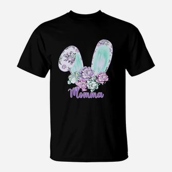 Easter Bunny With Flowers Momma Great Family Gift For Women T-Shirt - Seseable
