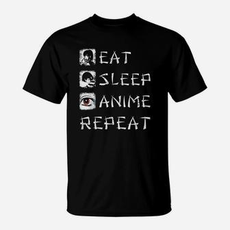 Eat Sleep Anime Repeat Shirt Funny Japanese Animation T-Shirt - Seseable