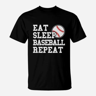 Eat Sleep Baseball Repeat Funny Baseball Player T-Shirt - Seseable