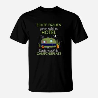 Echte Frauen Campen T-Shirt, Lustiges Damen Camper Shirt - Seseable