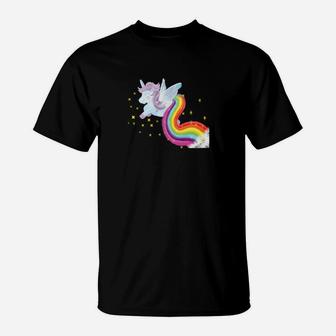 Einhorn Mit Magischen Regenbogen T-Shirt - Seseable