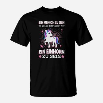 Einhorn-Motiv T-Shirt Schwarz, Zeit, ein Einhorn zu sein Spruch - Seseable