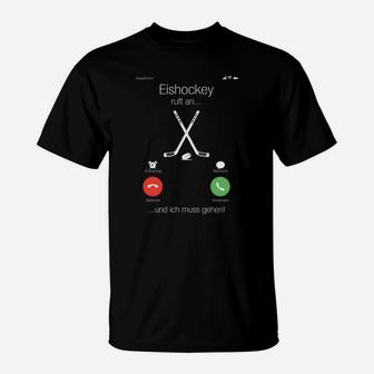 Eishockey-Themen T-Shirt mit Ruf-Taste, Lustig für Fans & Spieler - Seseable