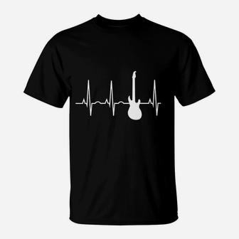 Electric Guitar Heartbeat Guitar Musician T-Shirt - Seseable