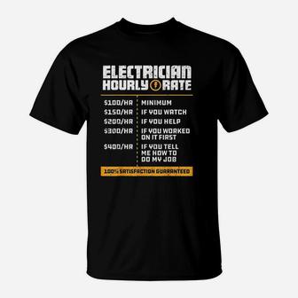 Electrician Hourly Rate Funny Lineman Dad Vintage Gifts T-Shirt - Seseable