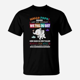 Elefanten Motiv T-Shirt Hallo Papa! für werdende Väter - Seseable