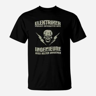 Elektriker Helden Schwarzes T-Shirt, Spruch für Ingenieure - Seseable