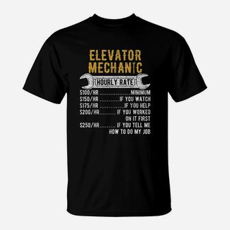 Elevator Mechanic Maintenance Rate Technician T-Shirt - Seseable