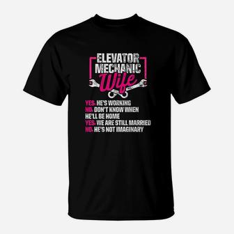 Elevator Mechanic Maintenance Wife Technician T-Shirt - Seseable