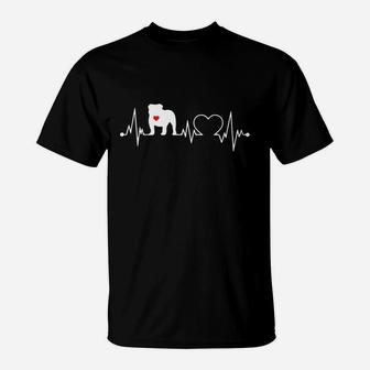 English Bulldog Heartbeats T-Shirt - Seseable