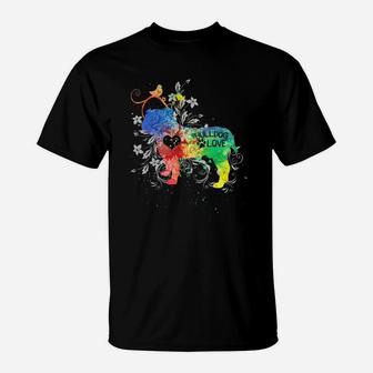 English Bulldog Love Watercolor T-Shirt - Seseable