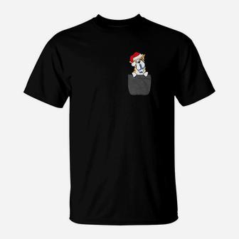 English Bulldog Santa Hat In Your Pocket Christmas Gift T-Shirt - Seseable
