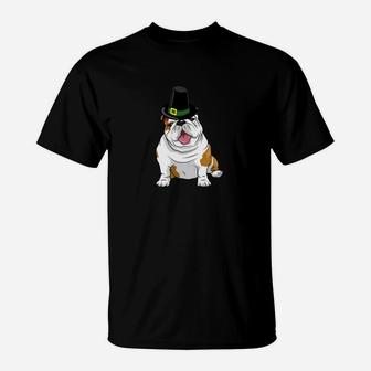 English Bulldogs Funny Thanksgiving Bulldog Pups T-Shirt - Seseable