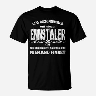 Ennstaler Stolz Spruch T-Shirt in Schwarz, Heimatliebe Tee - Seseable