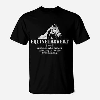 Equinetrovert Definition Funny Horse Riding Horse Girl Gift T-Shirt - Seseable