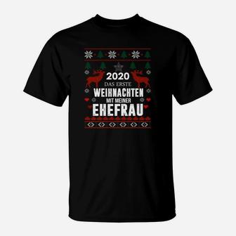 Erstes Weihnachten mit Ehefrau 2020 T-Shirt, Weihnachtsmotiv Paare - Seseable