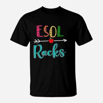 Esol Rocks Teacher Back To School T-Shirt - Seseable