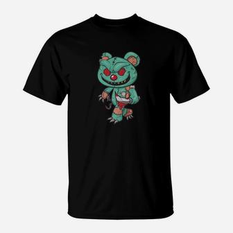 Evil Teddy Bear Monster Happy Halloween Day T-Shirt - Seseable