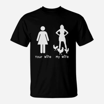 Farmer Husband Gift Funny My Wife Chicken Lady Tshirt T-Shirt - Seseable