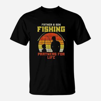 Father Son Fishing Partners For Life Retro Matching Dad T-Shirt - Seseable
