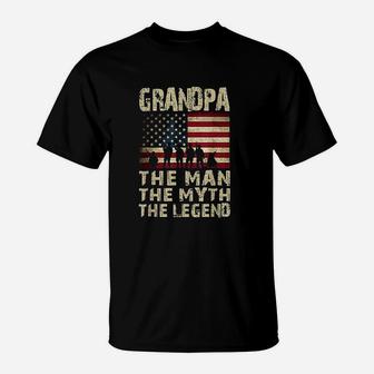 Fathers Day Grandpa The Man Myth Legend T-Shirt - Seseable