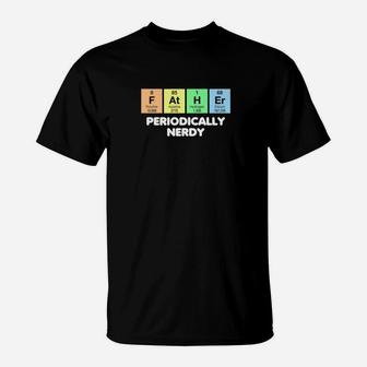 Fathers Day Periodic Table Shirt Nerdy Science Color Dark Premium T-Shirt - Seseable