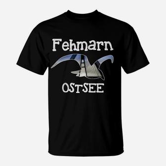 Fehmarn Ostsee Segelboot Design T-Shirt, Marine Motiv in Schwarz - Seseable