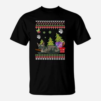 Festlicher Katzen Weihnachtspullover T-Shirt, Weihnachtskatze Motiv - Seseable