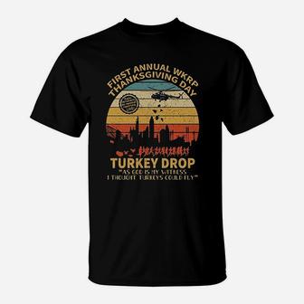 First Annual Wkrp Turkey Drop Vintage Thanksgiving Day T-Shirt - Seseable