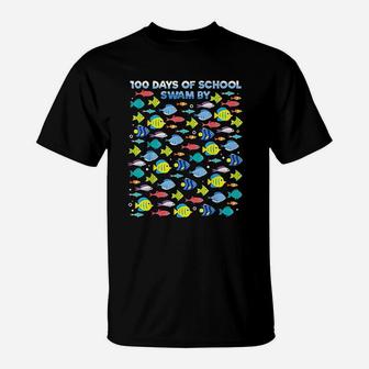 Fish 100 Days Of School Fisher Teacher Boy Girl Gift T-Shirt - Seseable