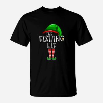 Fishing Elf Family Matching Group Christmas Gift Dad Pops T-Shirt - Seseable