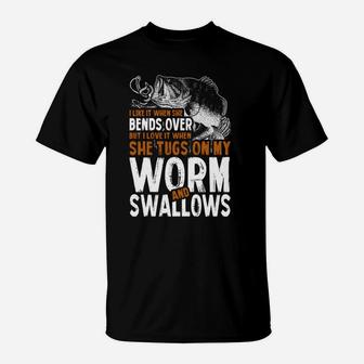 Fishing - Worm And Swallow T-Shirt - Seseable