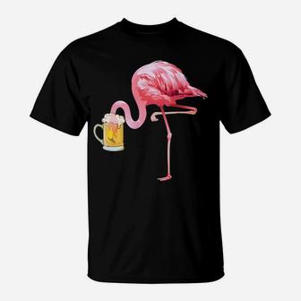 Flamingo Trinkt Bier Sauf Polter Ge T-Shirt - Seseable
