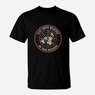 Flat Earth Believer Research Society Gift T-Shirt - Seseable
