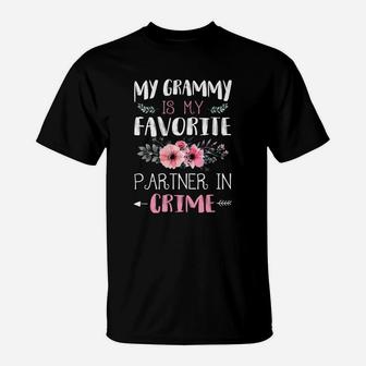 Flower My Grammy Is My Favorite Partner In Crime T-Shirt - Seseable