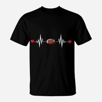 Football Heartbeat Funny Sport Gift For Football Lovers T-Shirt - Seseable