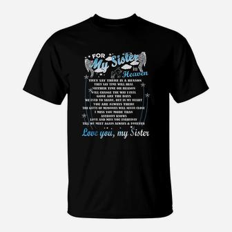 For My Sister In Heaven Memorial T-Shirt - Seseable