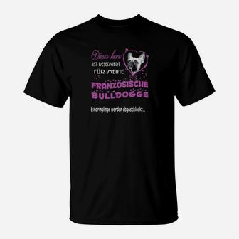 Französische Bulldoggen Liebhaber T-Shirt, Schwarz mit Herz & Pfoten - Seseable