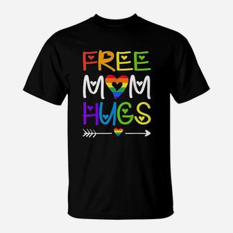 Free Mom Hugs Rainbow Heart Lgbt Pride Month T-Shirt - Seseable