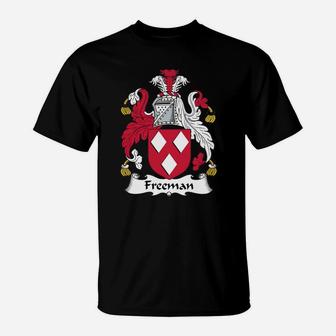 Freeman Family Crest Coat Of Arms British Family Crests T-Shirt - Seseable