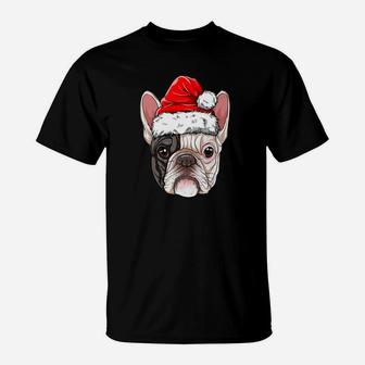 French Bulldog Santa Christmas Kids Boys Girls Gifts T-Shirt - Seseable