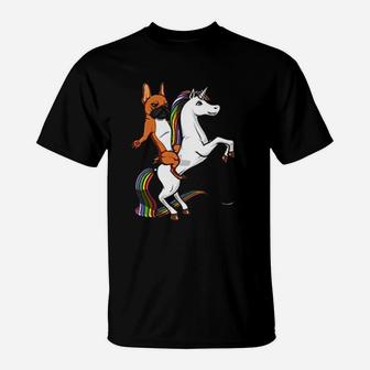 French Bulldog With Unicorn Rainbow Color T-Shirt | Seseable UK