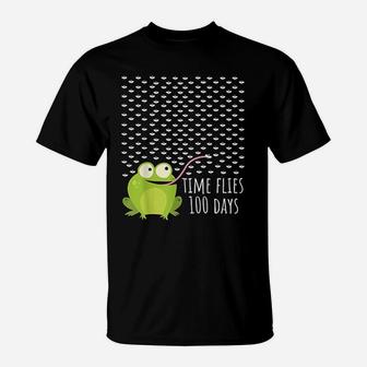 Frog Fly 100 Days Of School Teacher Boy Girl Gift T-Shirt - Seseable