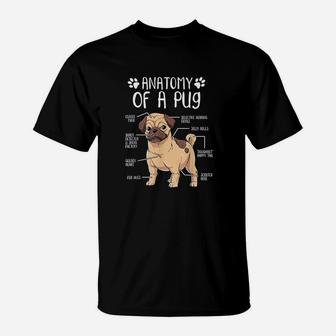 Funny Anatomy Pug Dog Pug Lover Gift T-Shirt - Seseable